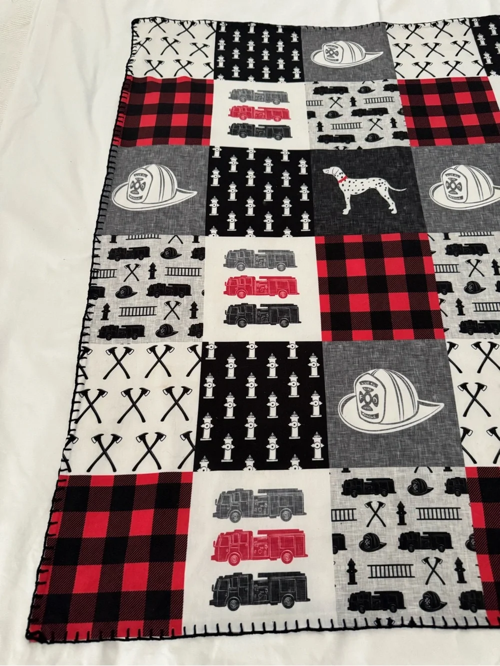 Gorgeous Firefighter Theme Faux-Patchwork Multi-Use Square Cloth 🚒
